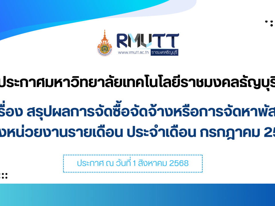 สรุปผลการจัดซื้อจัดจ้างหรือการจัดหาพัสดุ ของหน่วยงานรายเดือน ประจำเดือน กรกฏาคม 2568