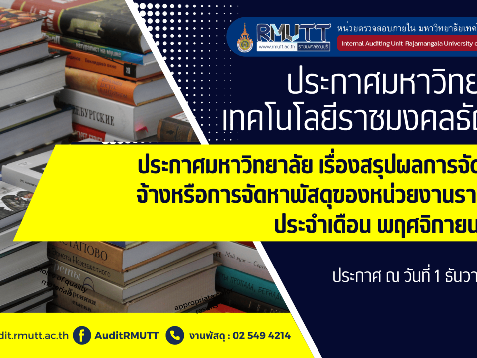 ประกาศมหาวิทยาลัย เรื่องสรุปผลการจัดซื้อจัดจ้างหรือการจัดหาพัสดุของหน่วยงานรายเด (1)
